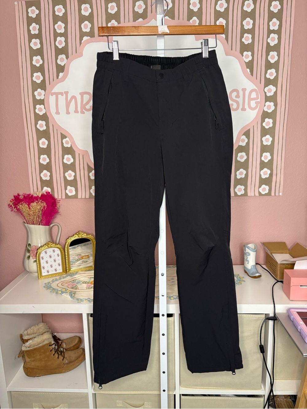 TNA Black Track Pants with Zip Details